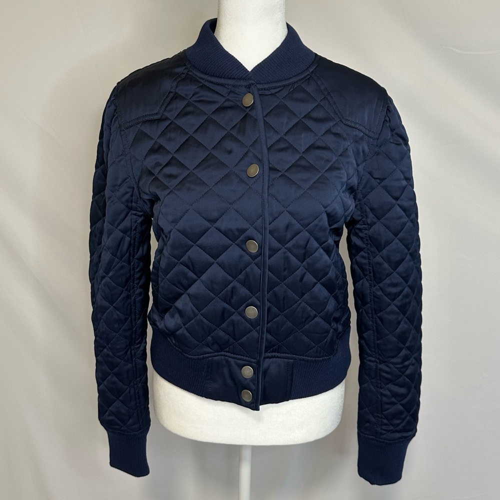 Treasure & Bond Navy Quilted Bomber Jacket